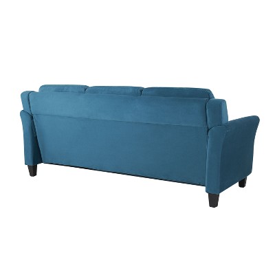 Harper Blue Tufted Microfiber Sofa with Flared Arms