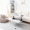 CAVINAS 43.3" Lift-Top Coffee Table,Center Table with Storage,Marble Desktop,Tempered Glass Base,300LB Capacity Table for Living Room,Office - 2 of 4