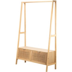 Nordlys Rattan and Wood Coat Rack Exotic Boho Entry - 1 of 4