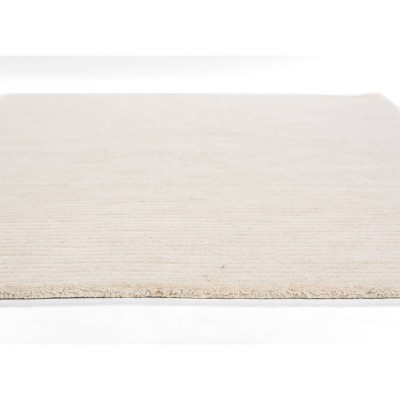 Handmade White Wool Rectangular Area Rug with Cotton Backing