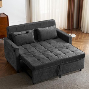 Sleeper Sofa Bed Modern Convertible Loveseat with USB Ports and Side Pockets for Living Room 56.9" - 3irtyhousy - 1 of 4