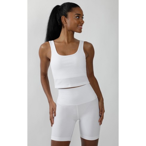 90 Degree By Reflex Interlink Ribbed Scoop Neck Cropped Tank Top - White -  Large : Target