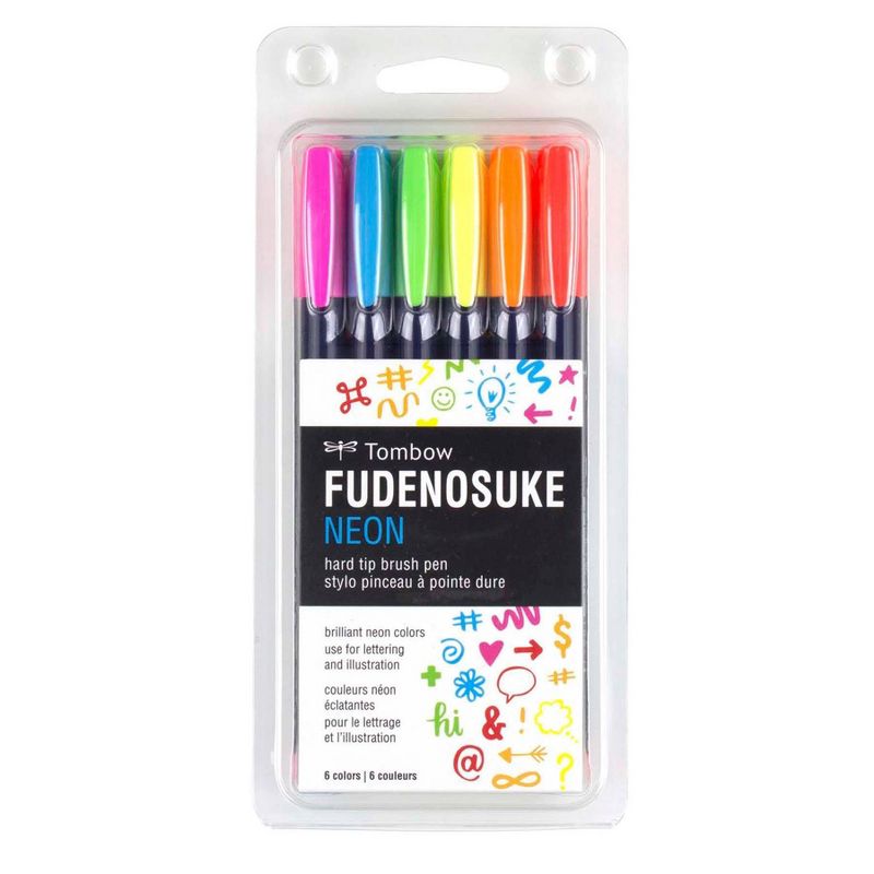 Tombow 6ct Fudenosuke Brush Pens - Neon, 1 of 8