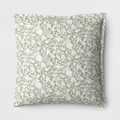 18"x18" Floral Square Outdoor Throw Pillow Sage Green - Threshold™