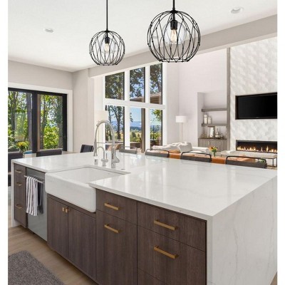 Modern Vintage Globe Pendant Light in Matte Black with Clear Glass