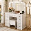 Makeup Vanity Desk Vanity Table Dressing Table with Cushioned Stool, 3-Mode Lighted Mirror, 9 Drawers & Charging Station, White - ModernLuxe - 2 of 4