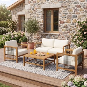 Christopher Knight Home Carson Patio 4-Piece Acacia Wood