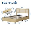 Bed Frame with Natural Rattan Headboard, Queen Size, 4 Storage Drawers, Wooden Slats, Boho-Style Cane Support, Metal Base - 2 of 4