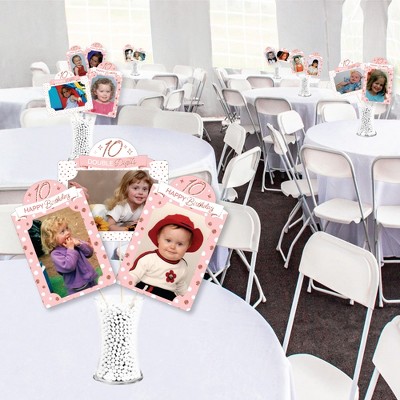 Elegant Rose Gold & Pink Birthday Party Photo Holder Centerpiece Set