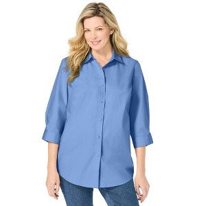 Woman Within Perfect Three Quarter Sleeve Shirt - 1 of 4