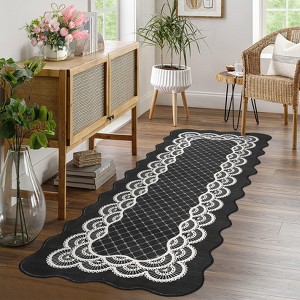 Washable Modern Scalloped Rug Non Slip Low Pile Rug Soft Contemporary Floor Cover Foldable Indoor Carpet for Living Room Bedroom Playroom Nursery - 1 of 4