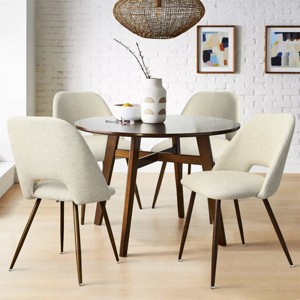 Upholstered Dining Room Chairs Set of 4, Modern Kitchen Chairs with Curved Back, Walnut Finish Metal Legs - Panipeachy - 1 of 4