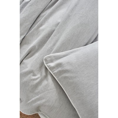 Tate Boulder Cool Grey Cotton Standard Sham with White Piping