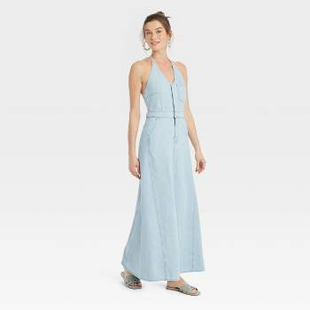 Women's Halter Neck Denim Maxi Dress - Universal Thread™ Blue