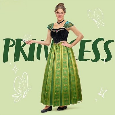Joyfy Women Halloween Costume Coronation Dress, Green Princess Dress Costume, Adult Princess Dress for Halloween Cosplay Party