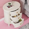 ORRD Oval Wooden Nightstand with 3 Drawers, Hand-Painted Beige White Finish, Modern Farmhouse Style - 2 of 4