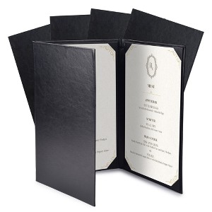 WeChef Restaurant Menu Covers 8.5x14" Trifold 3 View PU Leather with Angled Corners for Wine List Bar Hotel 5 Pack - 1 of 4