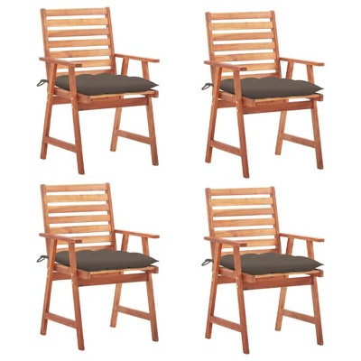 Outdoor Chair Set of 4 Solid Acacia Wood vidaXL