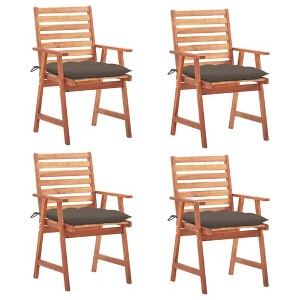 Outdoor Chair Set of 4 Solid Acacia Wood vidaXL - 1 of 4