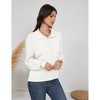 Women's Pullover Sweater Knit with Vintage Pearl Button Tops and Polo Neck, Ribbed Cuff Long Sleeve for Casual Business Outfits,White - L - 4 of 4