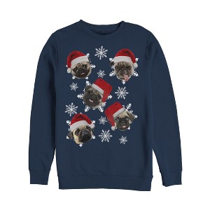 Men's Lost Gods Ugly Christmas Pug Snowflakes Sweatshirt - 1 of 3