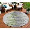 Green And Silver Abstract Washable Indoor Outdoor Area Rug - 2 of 4