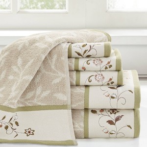 6pc Monroe Embroidered Cotton Jacquard Towel Set - Madison Park - 1 of 4
