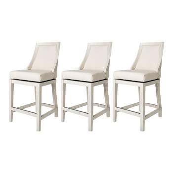 Maven Lane Vienna Rotating High Back Kitchen Stool with Fabric Upholstered Seat, Set of 3