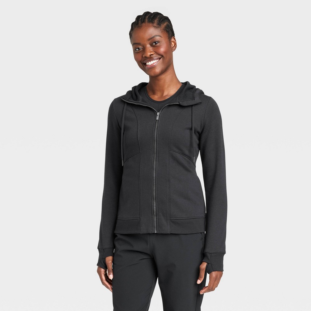 Women's Full Zip Fleece Hoodie - All in Motion™ Black XL