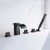 SUMERAIN Waterfall Roman Tub Faucet Black Deck Mount Bath Tub Filler with Hand Shower, High Flow - 4 of 4