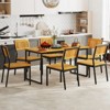 Tangkula 55” Patio Dining Table 6 People Acacia Wood Dining Table with Slatted Tabletop U-shaped Frame Adjustable Foot Pads - 2 of 4