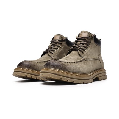 Santimon Men's Suede Moc Toe Ankle Hiking Boots, Lace Up, Anti-Slip Rubber Sole, Casual Sports Boots for Men