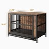 Kumasinova 32.8"/38.9" Dog Crate Furniture for Medium/Large Dogs,Wooden Dog Cage  with Dual Sliding Doors,Heavy-Duty Dog Cage Indoor,Black Brown - 2 of 4