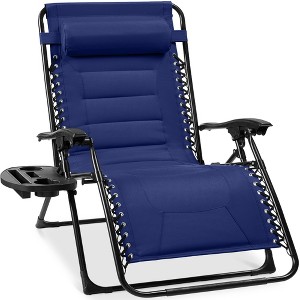 Best Choice Products Oversized Padded Zero Gravity Chair, Folding Outdoor Patio Recliner w/ Side Tray - 1 of 4