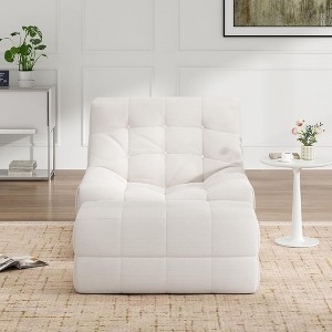SEVOBAL Sofa Bean Bag Chair for Adults with Ottoman Oversized Beanbag Chair Comfy Lazy Sofa Hip Support Living Room Bedroom, White, 38.6"*33.1"*28" - 1 of 4