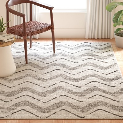 Silver Charcoal Zigzag Pattern 8' x 10' Synthetic Area Rug