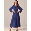 INSPIRE CHIC Women's Crewneck Lantern Long Sleeves A-Line Pleated Chiffon Maxi Formal Dress - 3 of 4