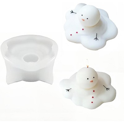 JDICTION Silicone Candle Mold 2.6in Cute Abstract Melting Snowman Design for Christmas Party Decoration and DIY Crafts