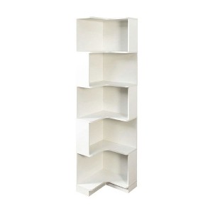 Resenkos Corner Book Shelf - 5 Tier Corner Bookcase with Baffle, Freestanding L Shaped Display Shelf Stand for Home Office, Bedroom, - 1 of 4