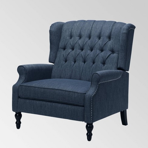 Apaloosa Oversized Wingback Press back Recliner navy Blue