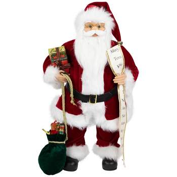 Northlight 24" Red and White Traditional Standing Santa Claus Christmas Figure with Name List