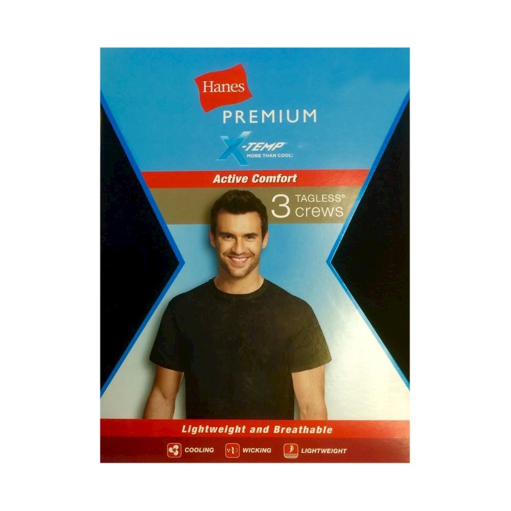 Hanes Premium Men's Dyed Crew Undershirts 3pk - Black/Gray L, MultiColored was $19.99 now $9.98 (50.0% off)