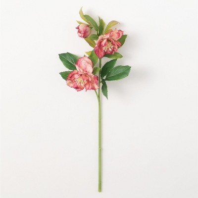 Sullivans Artificial Helleborus Stem 20"H Red Flowers