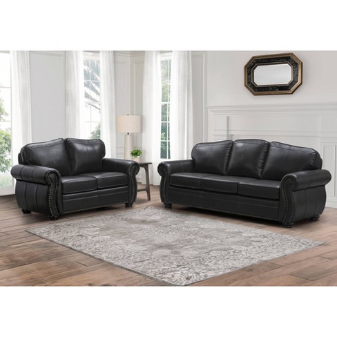 Peyton Leather Sofa And Loveseat Dark, Light Brown Leather Couch Set