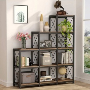 Hommoo Ladder Bookshelf, 12 Shelves Industrial Bookcase - 1 of 4