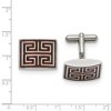 Black Bow Jewelry Men's Stainless Steel and Wood Inlay Greek Key Rectangular Cuff Links - 2 of 3