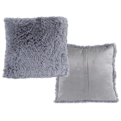 Hastings Home Gray Faux Fur Shag Pillows, Set of 2