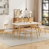5 PCS Mid-Century Modern Design Dining Set, Faux Wood Top Dining Table, Upholstered Wood Frame Chairs with Polyester Cushion-Baofuwish - 3 of 4