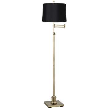 360 Lighting Modern Swing Arm Floor Lamp Adjustable Height 70" Tall Antique Brass Black Hardback Drum Shade for Living Room Reading Bedroom