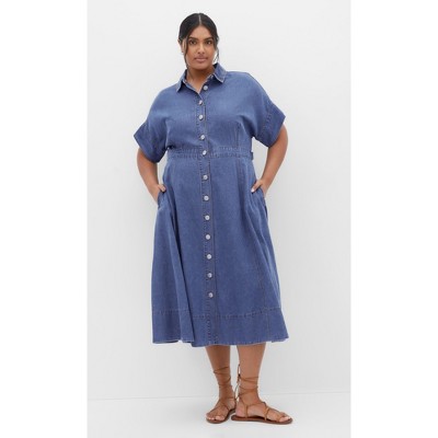 Women's Plus Size Cassidy Dress - mid wash | CITY CHIC